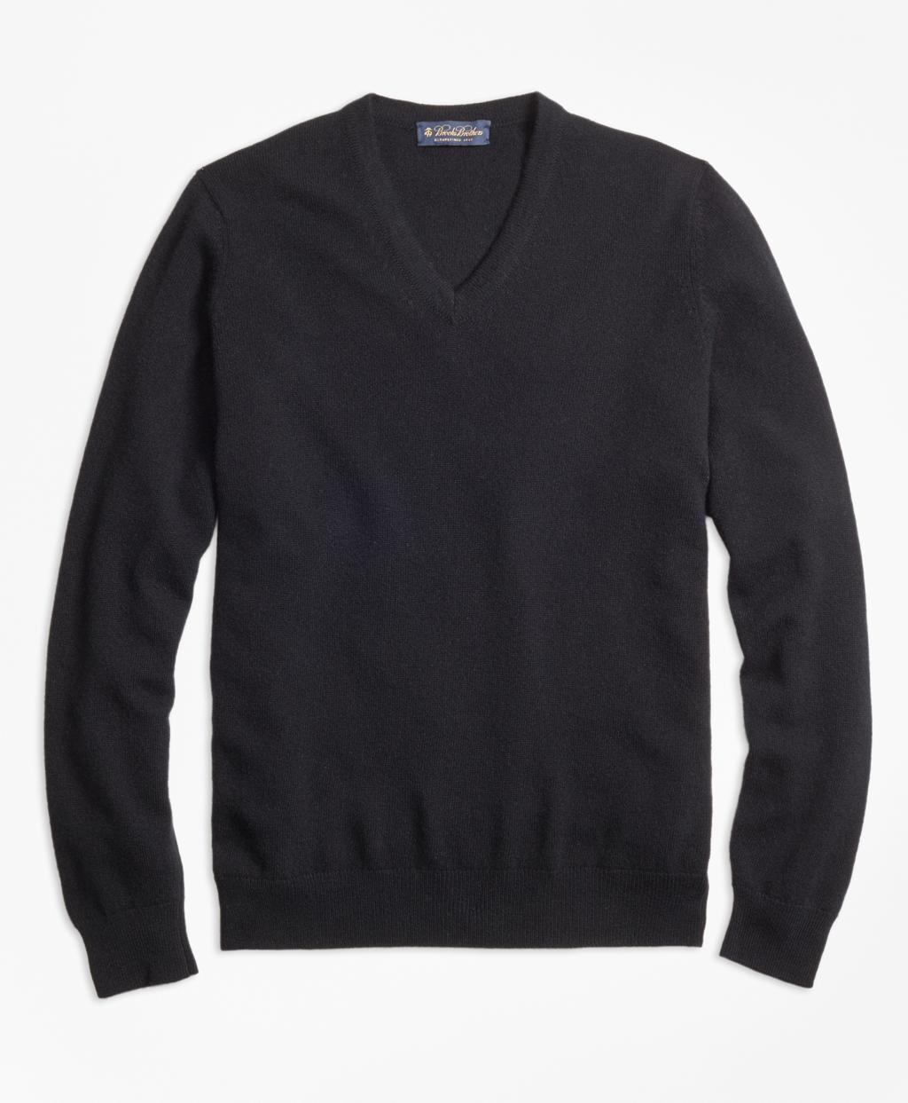 Brooks Brothers Cashmere Vneck Sweaterbasic Colors in Black for Men Lyst