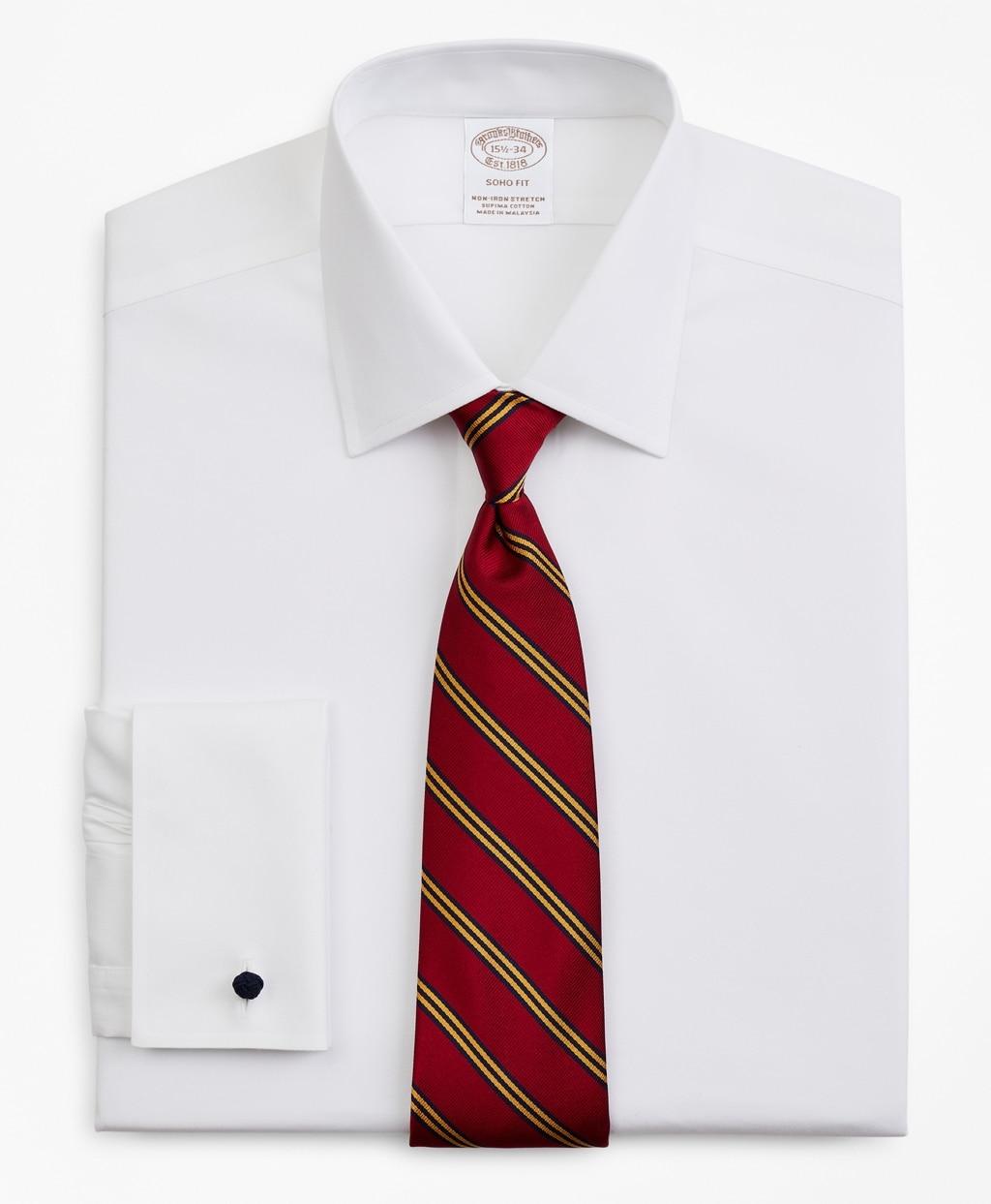 Brooks Brothers Cotton Stretch Soho Extraslimfit Dress Shirt in White