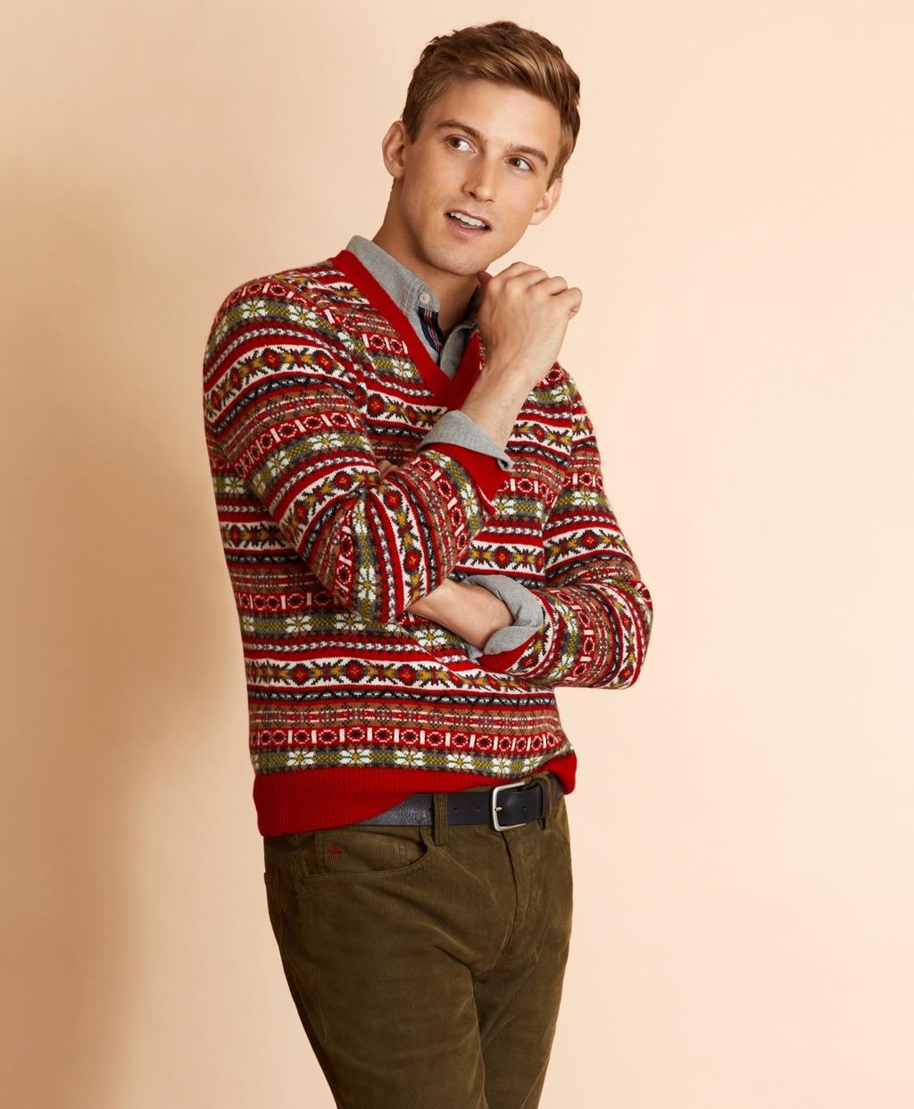 fair isle v neck sweater