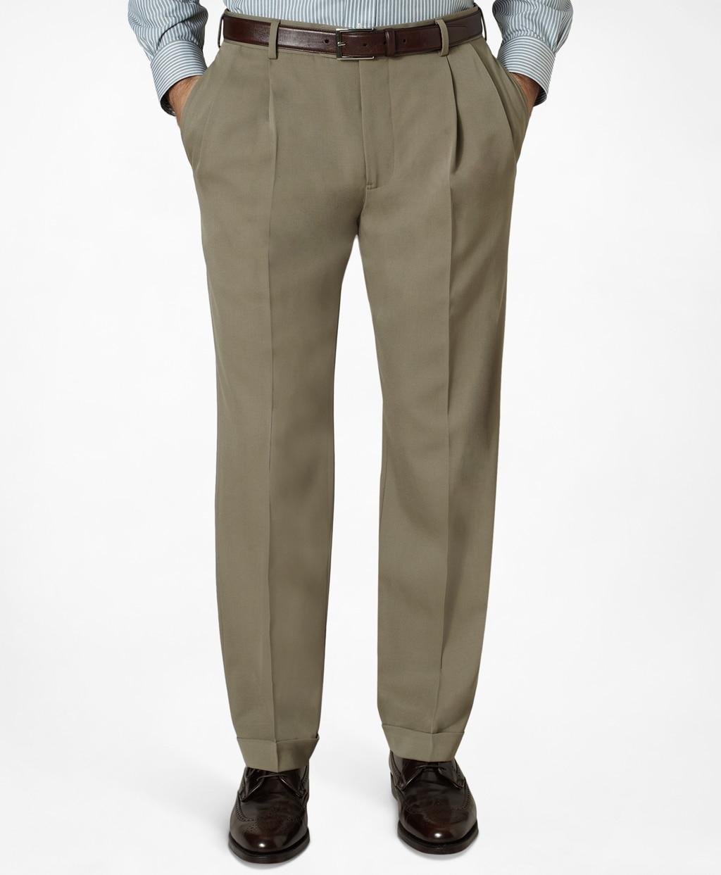Brooks Brothers Wool Regular Fit Pleat-front Classic Gabardine Trousers