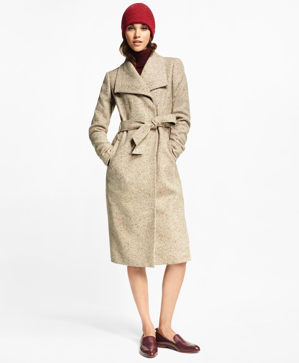 tweed wrap coat