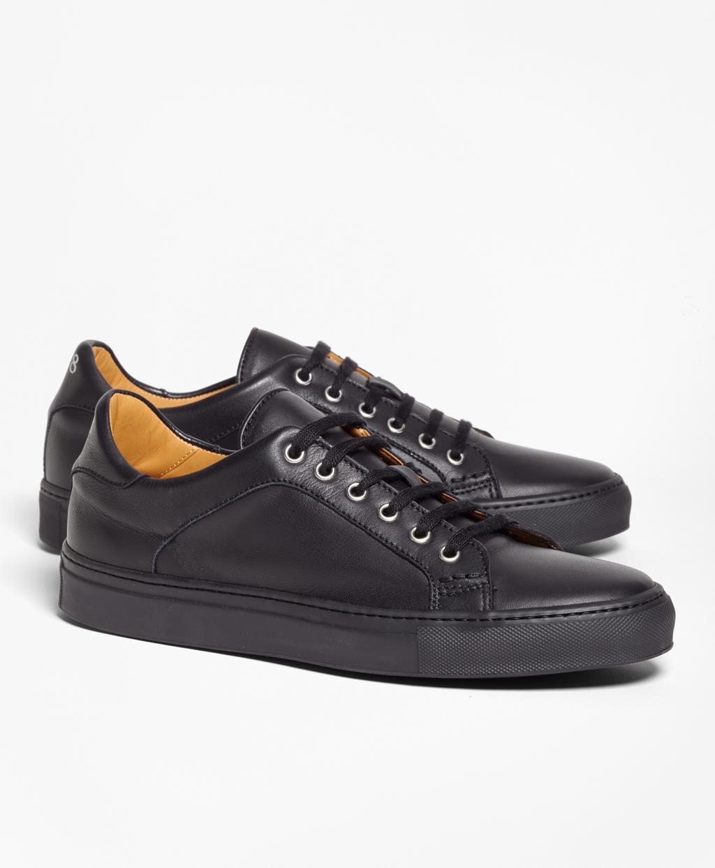 Brooks Brothers Leather Sneakers in Black for Men - Save 40% - Lyst