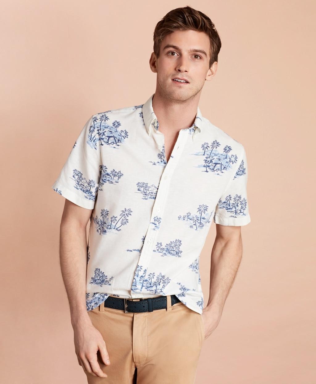 Brooks Brothers Men's Friday Sport Shirt - Short Sleeve Oxford Cotton Casual Button-Down - View #9
