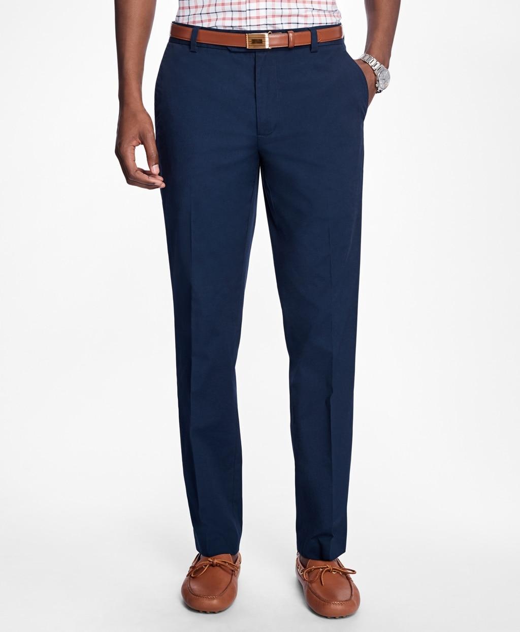 Brooks Brothers Extra Slim Fit Supima Cotton Poplin Pants in Dark Blue
