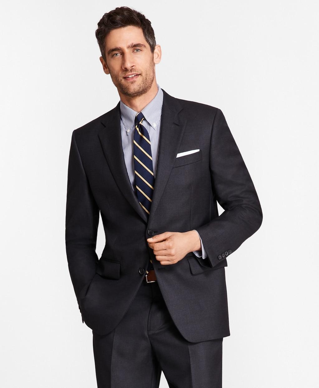 Download Brooks Brothers Regular Fit Saxxontm Wool Navy Tic 1818 ...