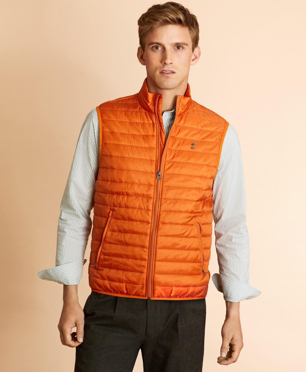 Brooks Brothers Fleece Waterresistant Puffer Vest in Burnt Orange