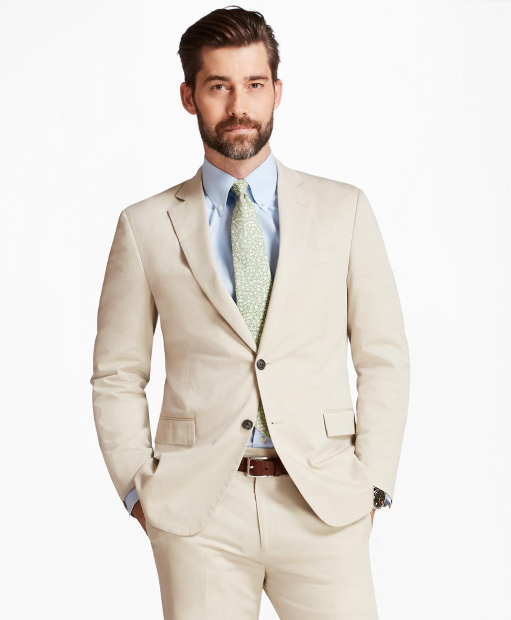 Download Brooks Brothers Regent Fit Stretch Cotton Suit in Khaki ...