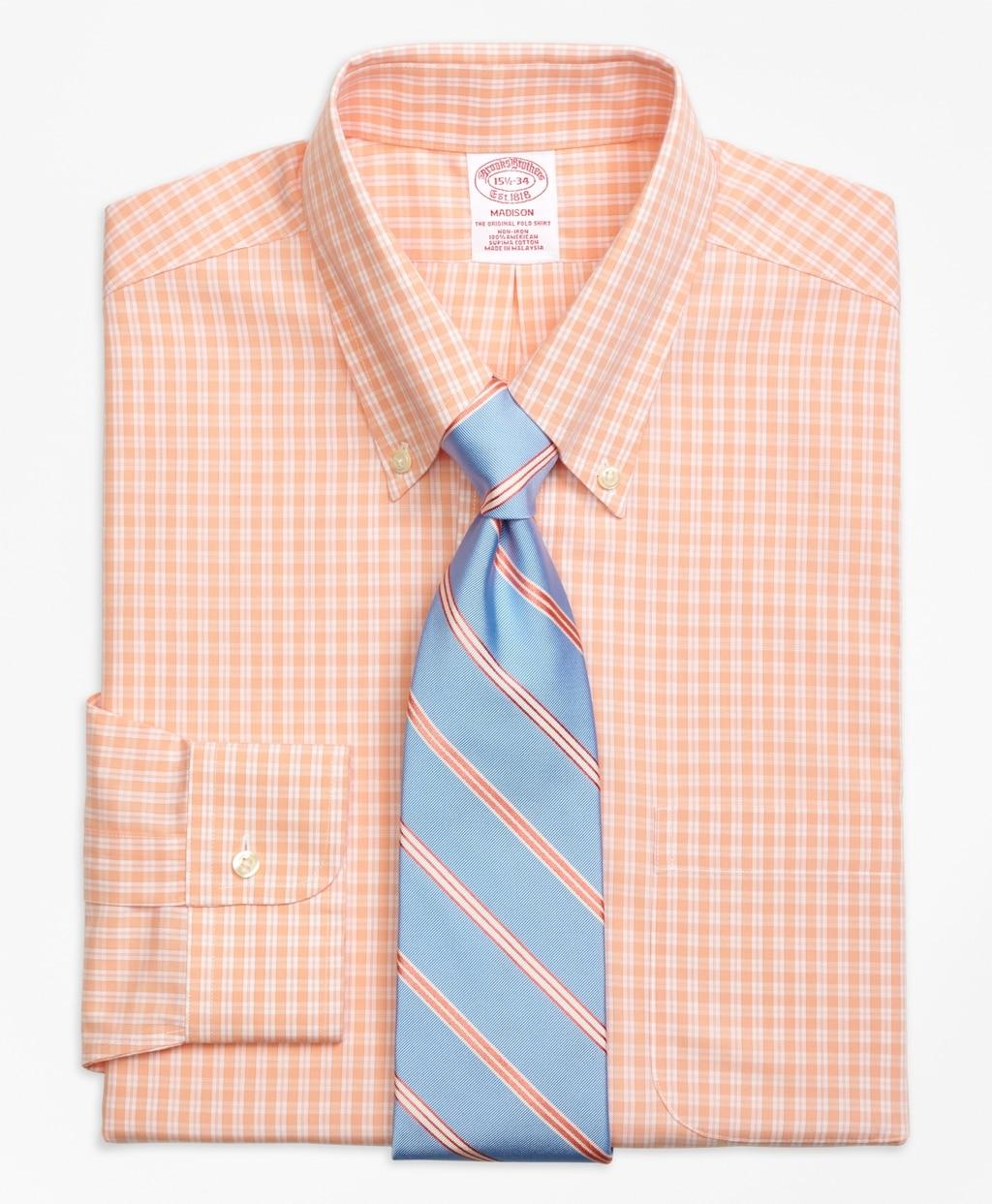 Brooks Brothers Cotton Madison Classicfit Dress Shirt in Peach (Pink