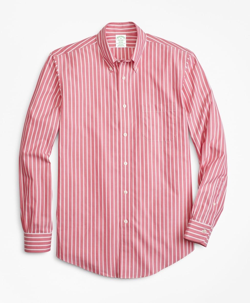Brooks Brothers Cotton Non-iron Regular Fit Wide Stripe Sport Shirt in ...