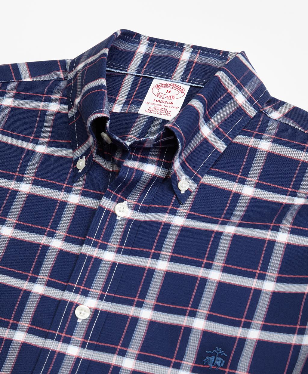 Brooks Brothers Cotton Non-iron Madison Fit Check Sport Shirt in Navy ...