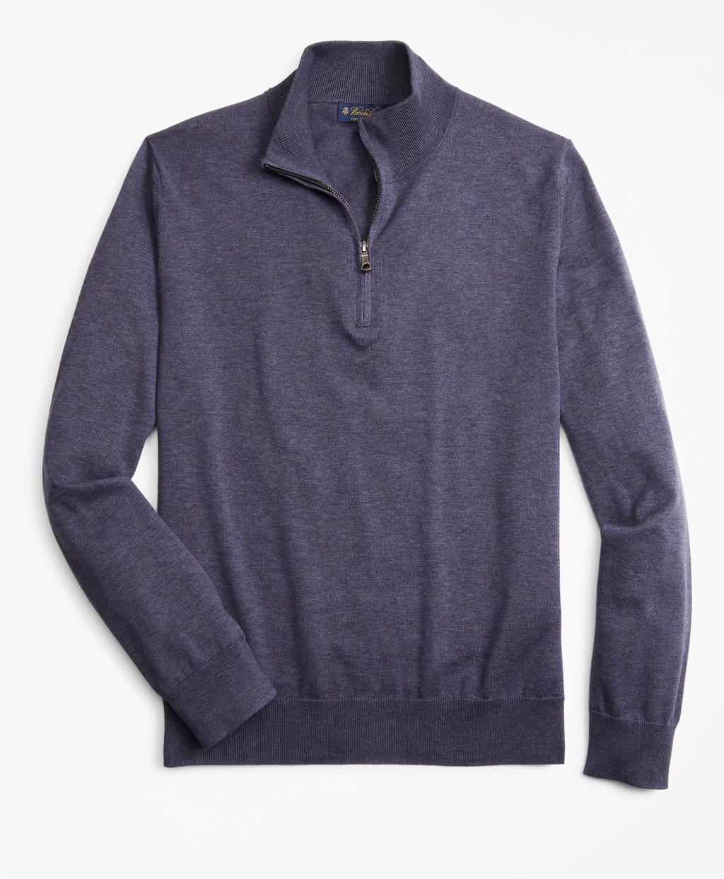 Brooks Brothers Supima Cotton Half-zip Sweater in Dark Purple (Purple ...