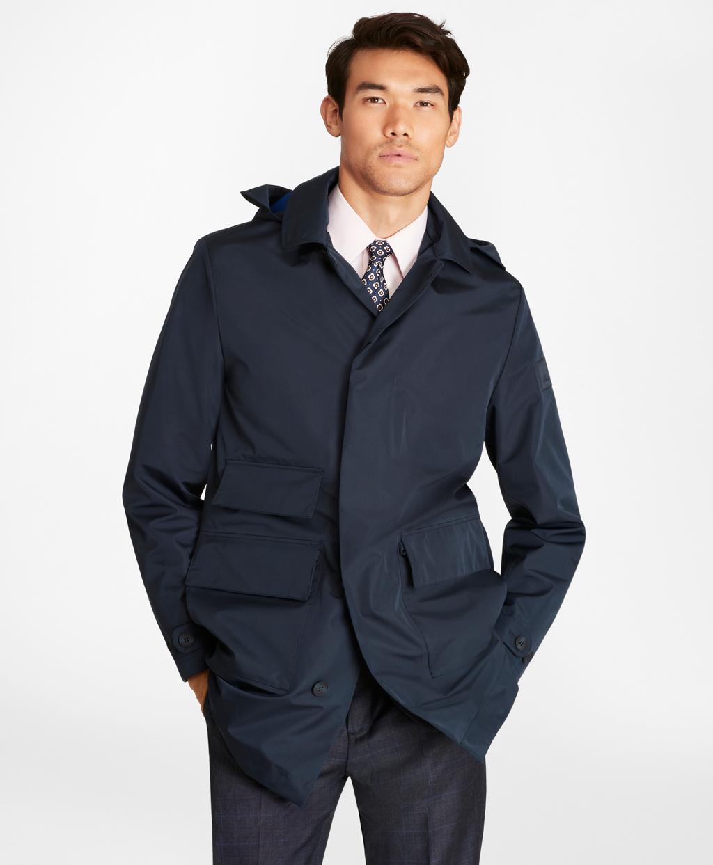 Brooks Brothers Water-repellent Hooded Trench Coat in Navy (Blue) for ...
