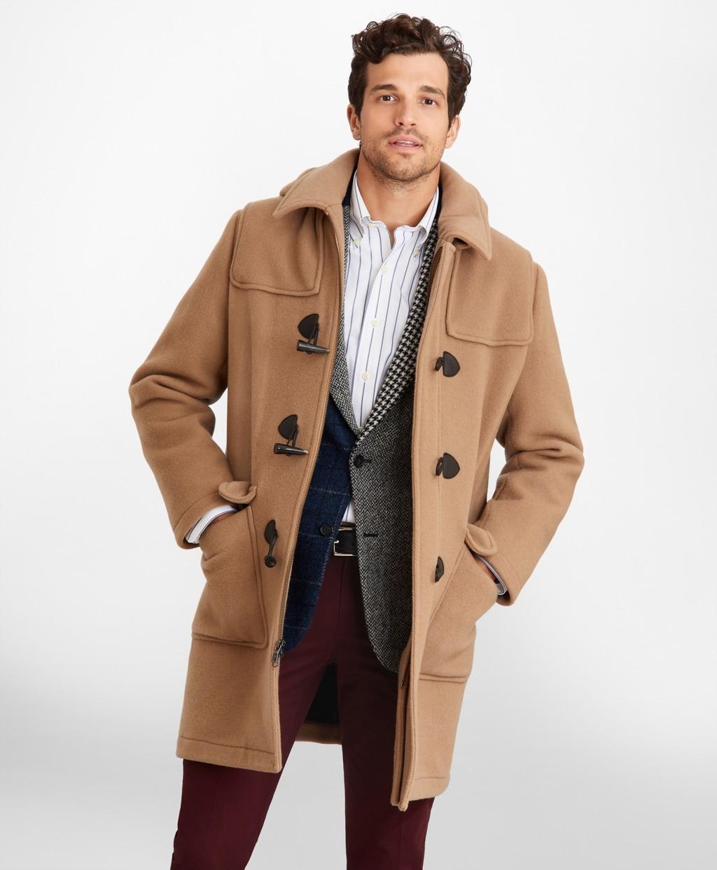 Brooks Brothers Wool Duffle Coat in Beige (Natural) for Men - Lyst