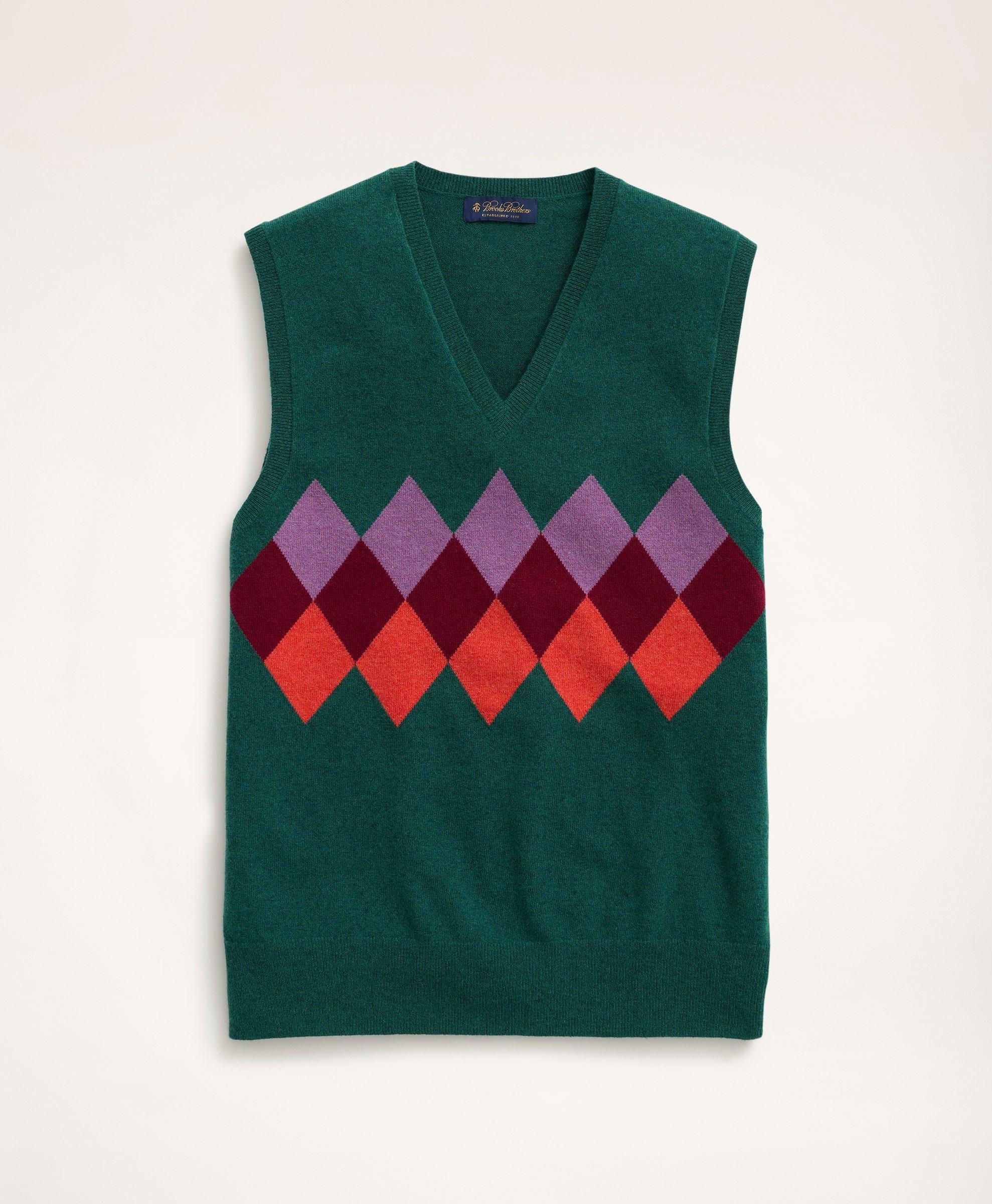Brooks Brothers Lambswool Argyle Sweater Vest in Green for Men | Lyst