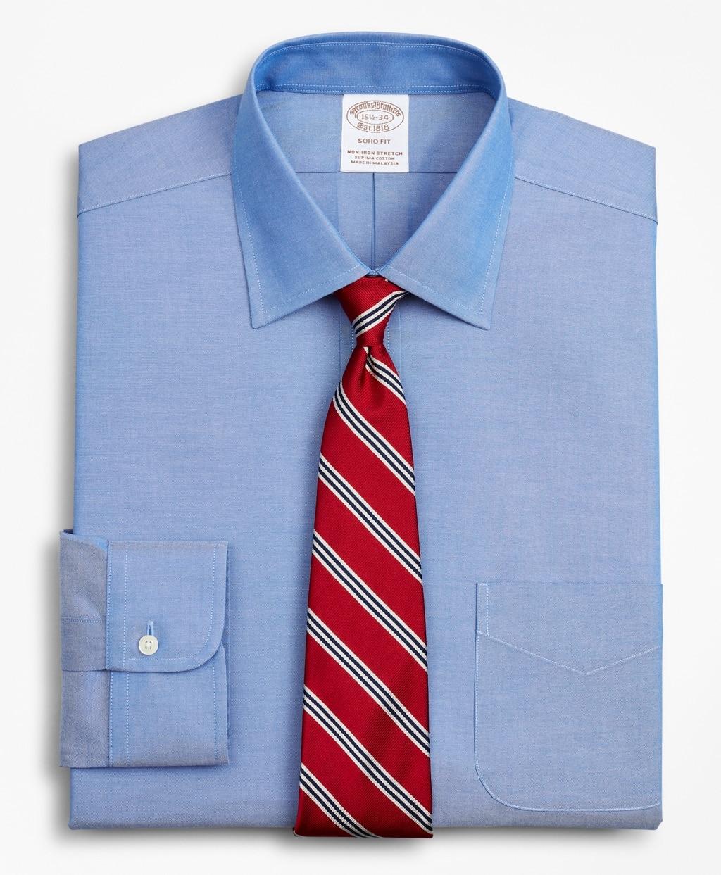 Brooks Brothers Slim Fit Dress Shirts Brooks Brothers Cotton Stretch Soho Extra-slim-fit Dress Shirt in Blue