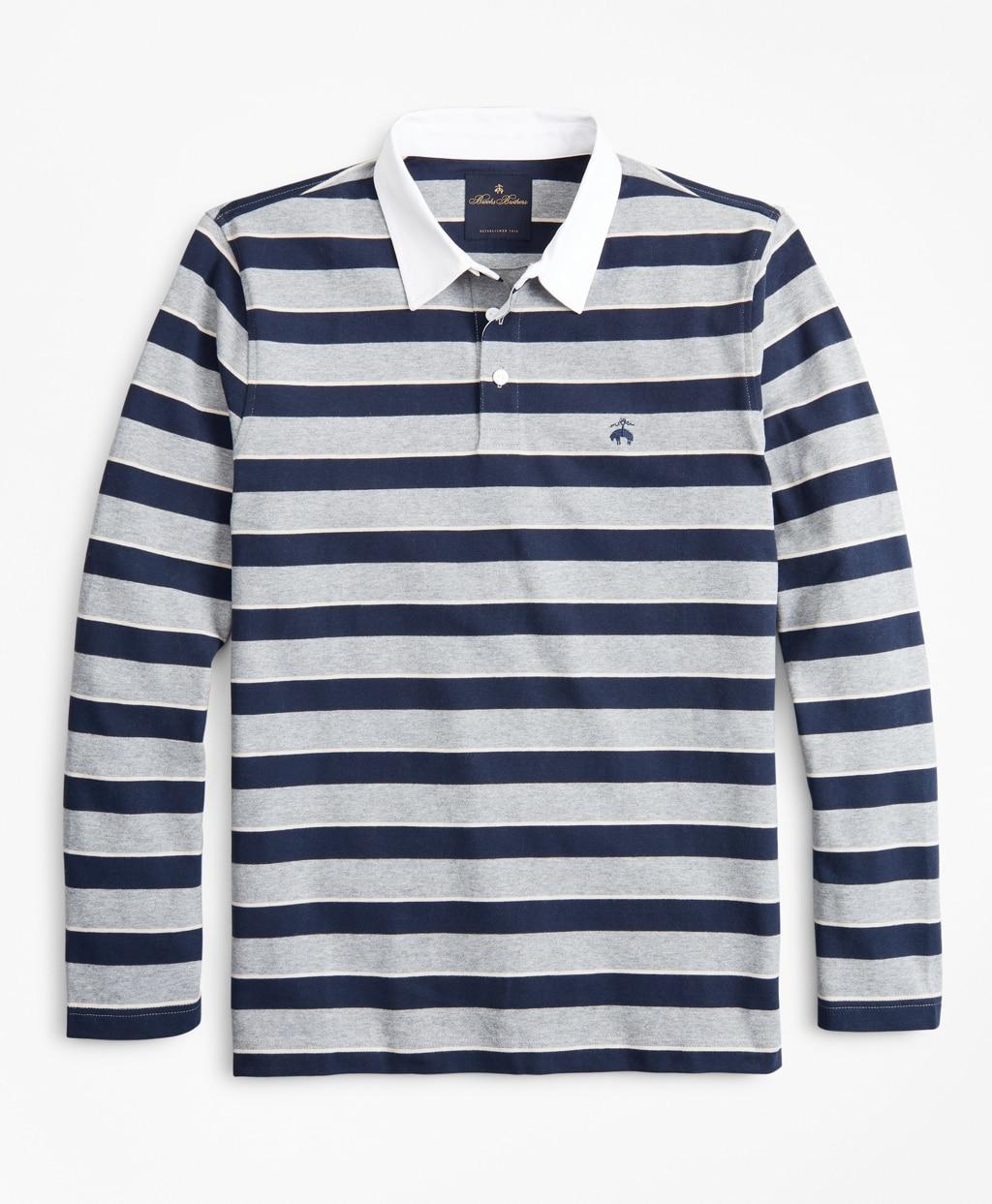Brooks Brothers Cotton Stripe Rugby Shirt in Grey Heather (Gray) for