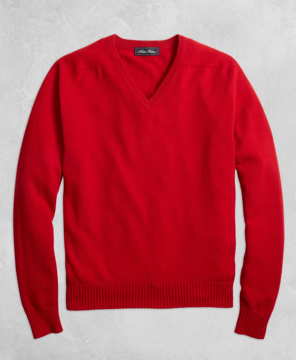 Brooks Brothers Golden Fleece 3-d Knit Cashmere V-neck Sweater in Red ...
