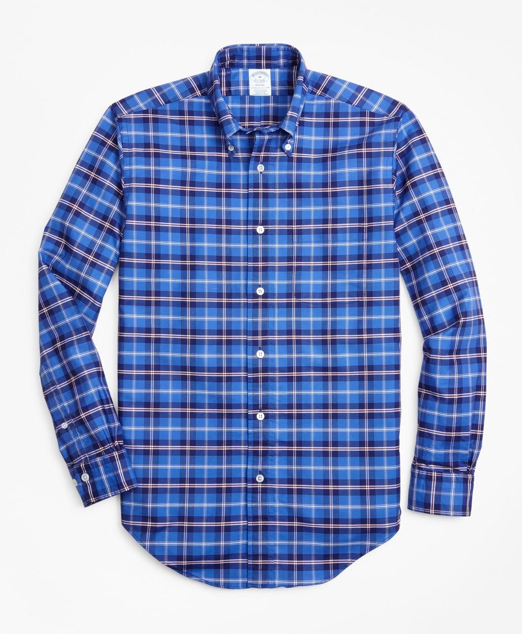 Brooks Brothers Cotton Slim Fit Oxford Plaid Sport Shirt in Blue for ...