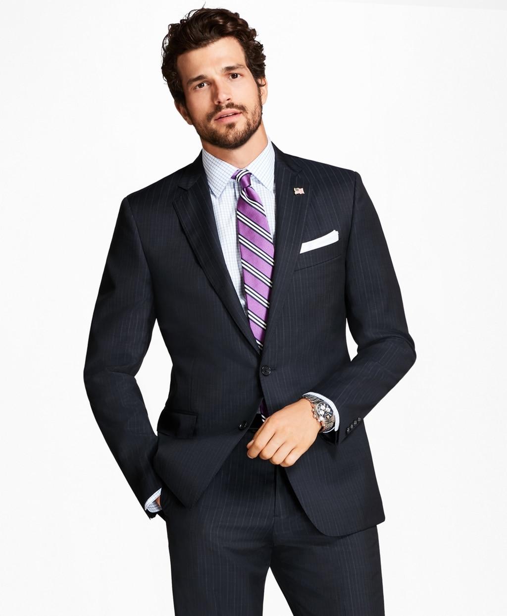 Brooks Brothers Canvas Slim Fit Tic Alternating Stripe 1818 Suit in