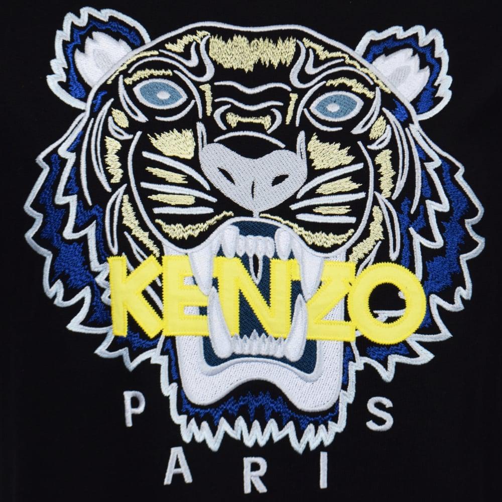 KENZO Black/yellow/blue Tiger Logo Sweatshirt for Men - Lyst