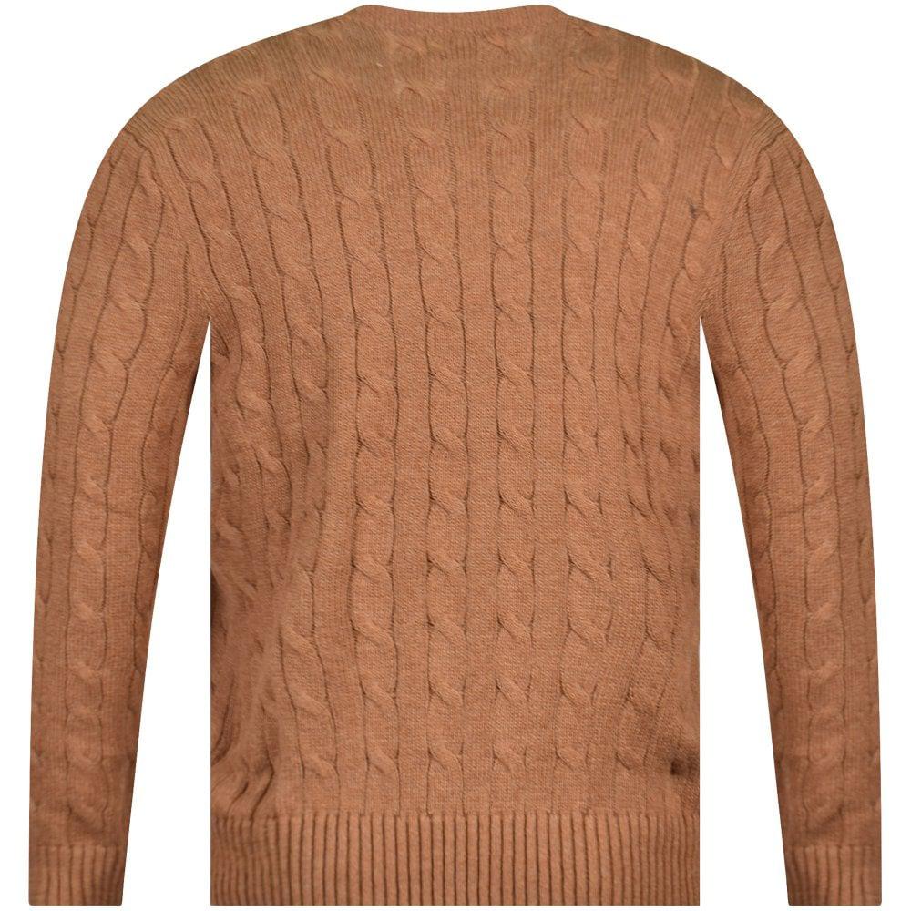 ralph lauren cable knit sweater brown