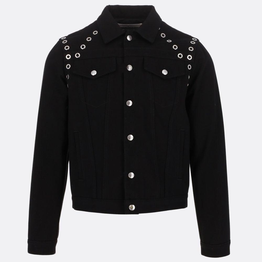 Alexander McQueen Eyelet Denim Jacket in Black for Men | Lyst