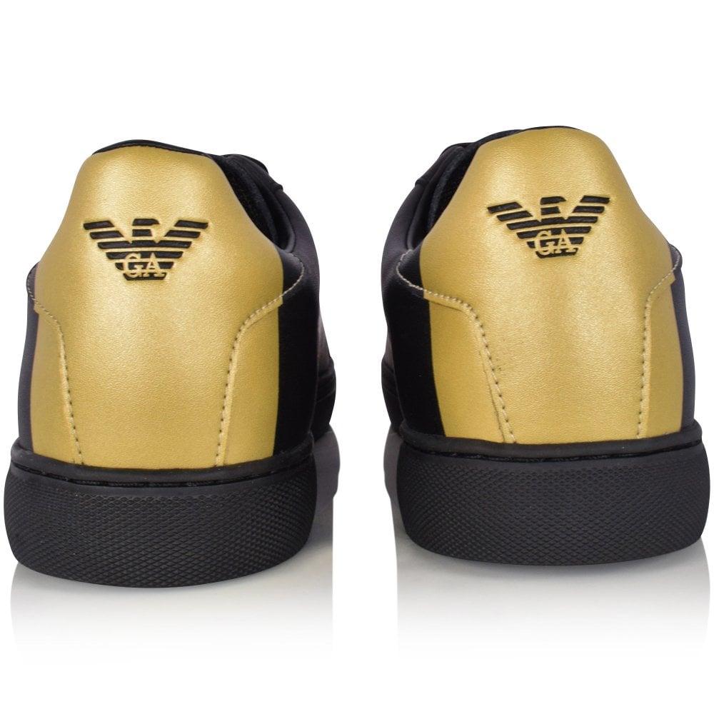 armani sneakers black gold
