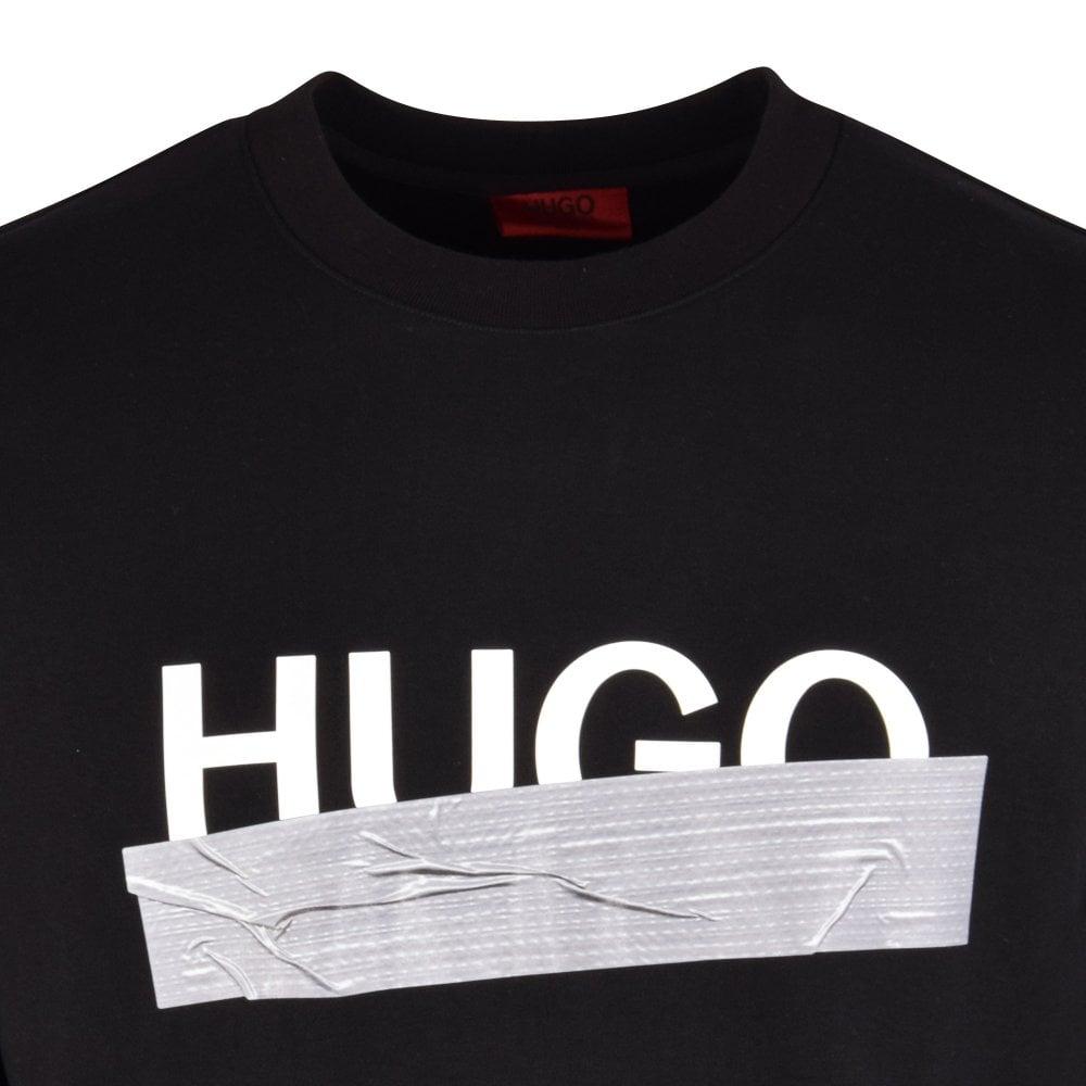 HUGO Dicago Black Tape Logo Sweatshirt for Men | Lyst