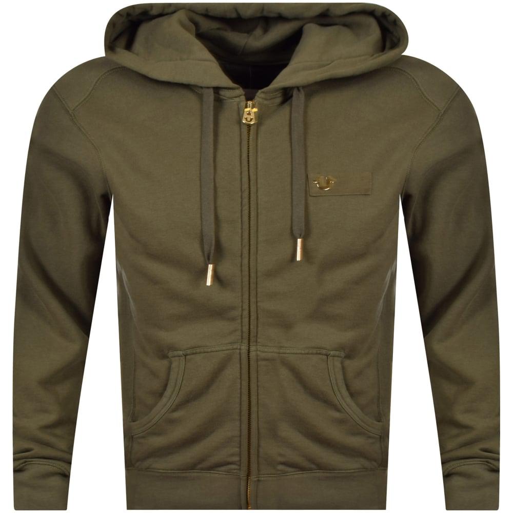 True Religion Cotton Military Green Zip Through Hoodie for Men Lyst
