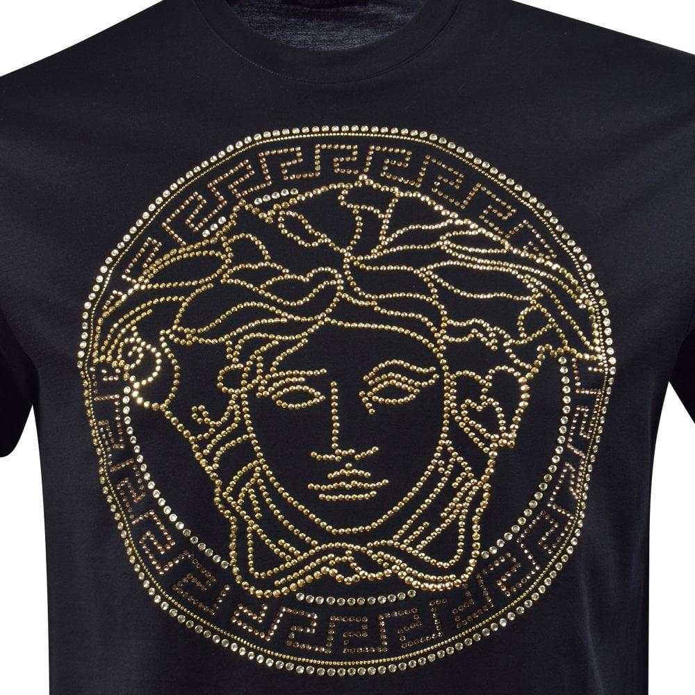 Versace Cotton Medusa Crystal-embellished T-shirt in Black for Men 