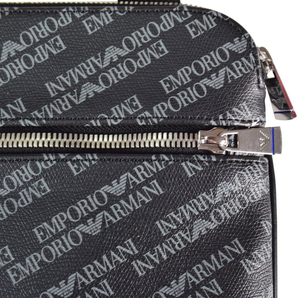 Emporio Armani All Over Print Cross Body Bag in Black for Men | Lyst