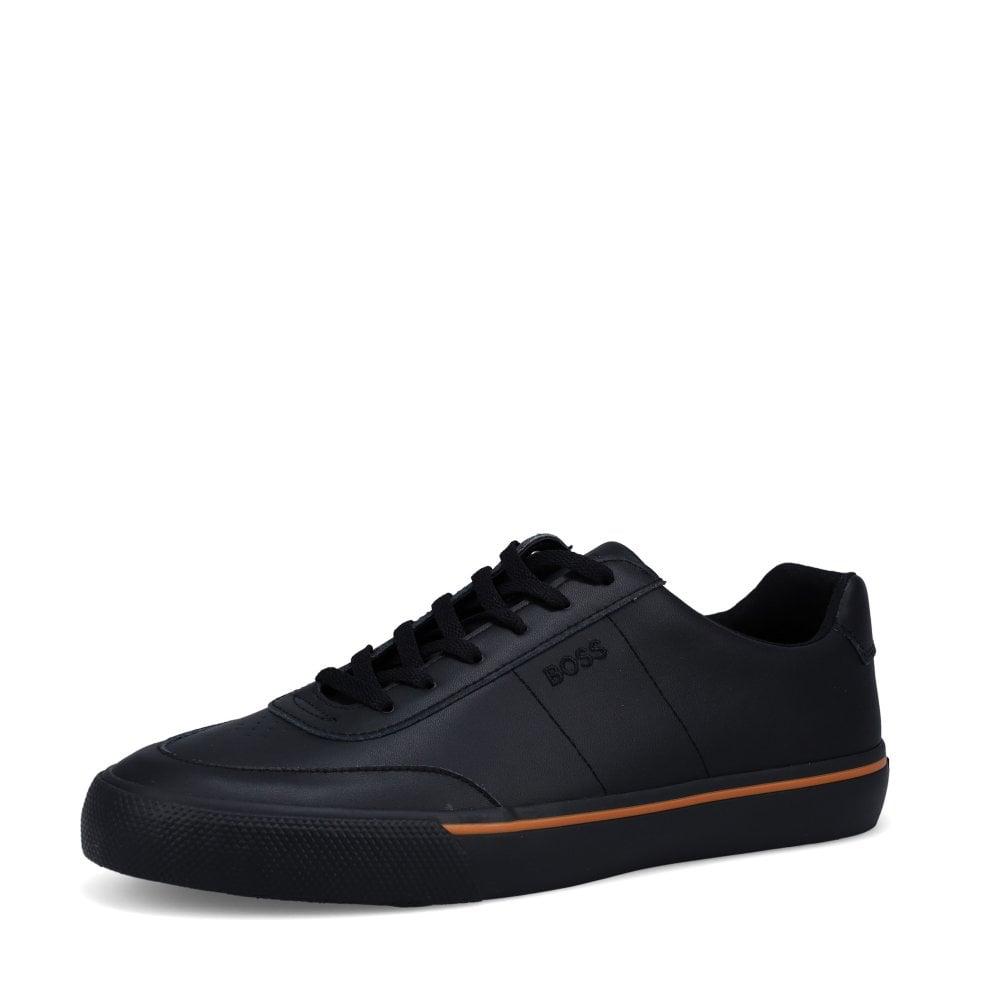 BOSS by HUGO BOSS Aiden Trainers With Gold Trim in Black for Men | Lyst