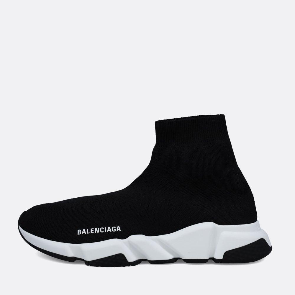 Balenciaga Black & White Recycled Knit Speed Runners for Men | Lyst