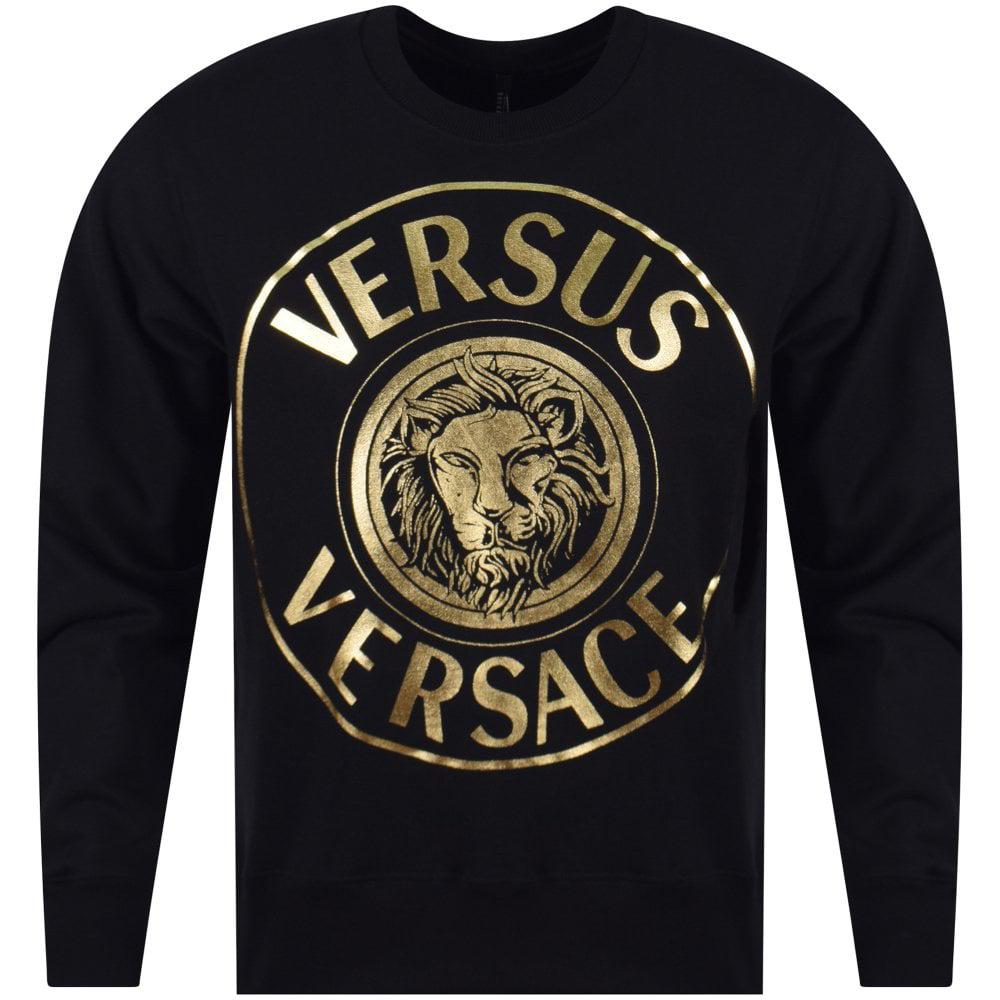 Versus Cotton Versace Versus Black/gold Lion Print Sweatshirt for Men - Lyst