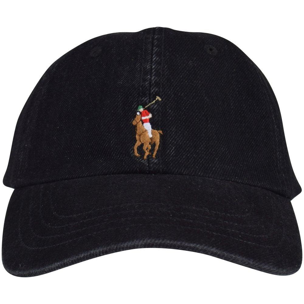 black polo hat with white horse