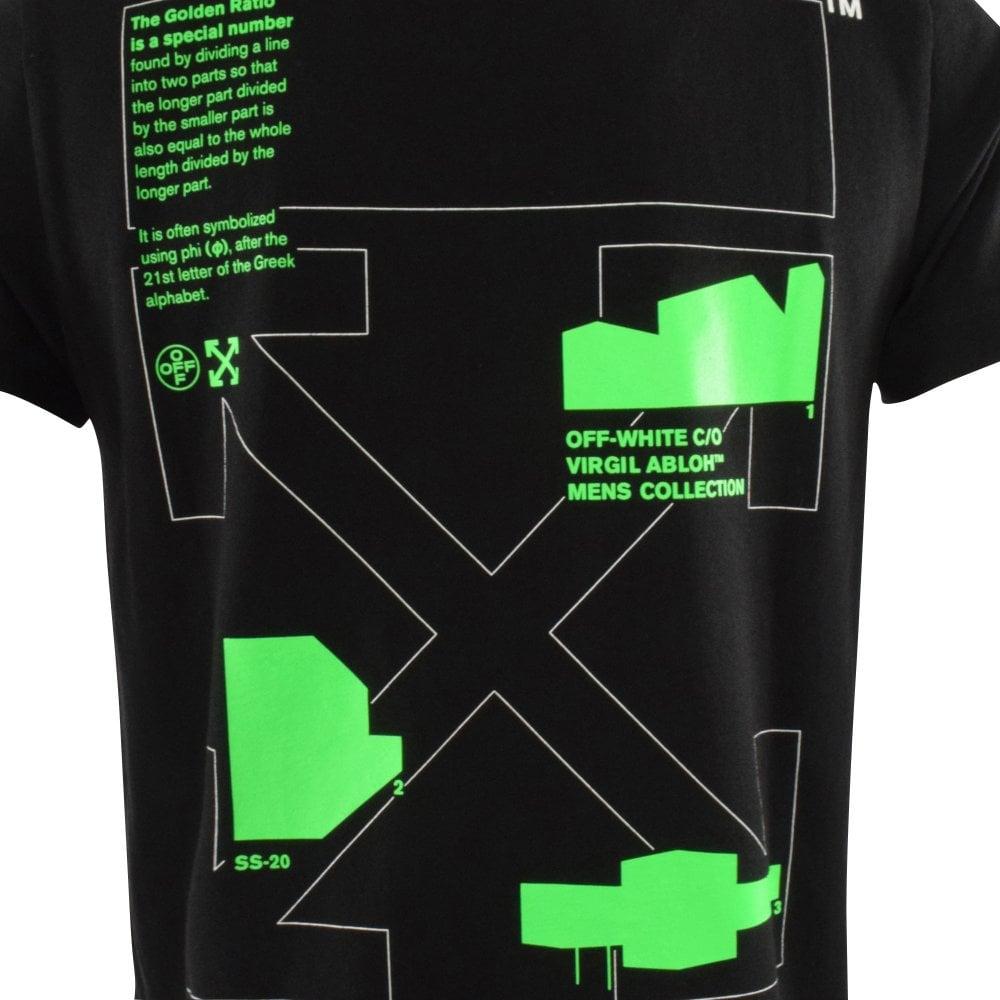 Off-White c/o Virgil Abloh Arch Shapes Slim Fit T-shirt In Black Cotton  With Fluo Green Print On The Front And Back. for Men