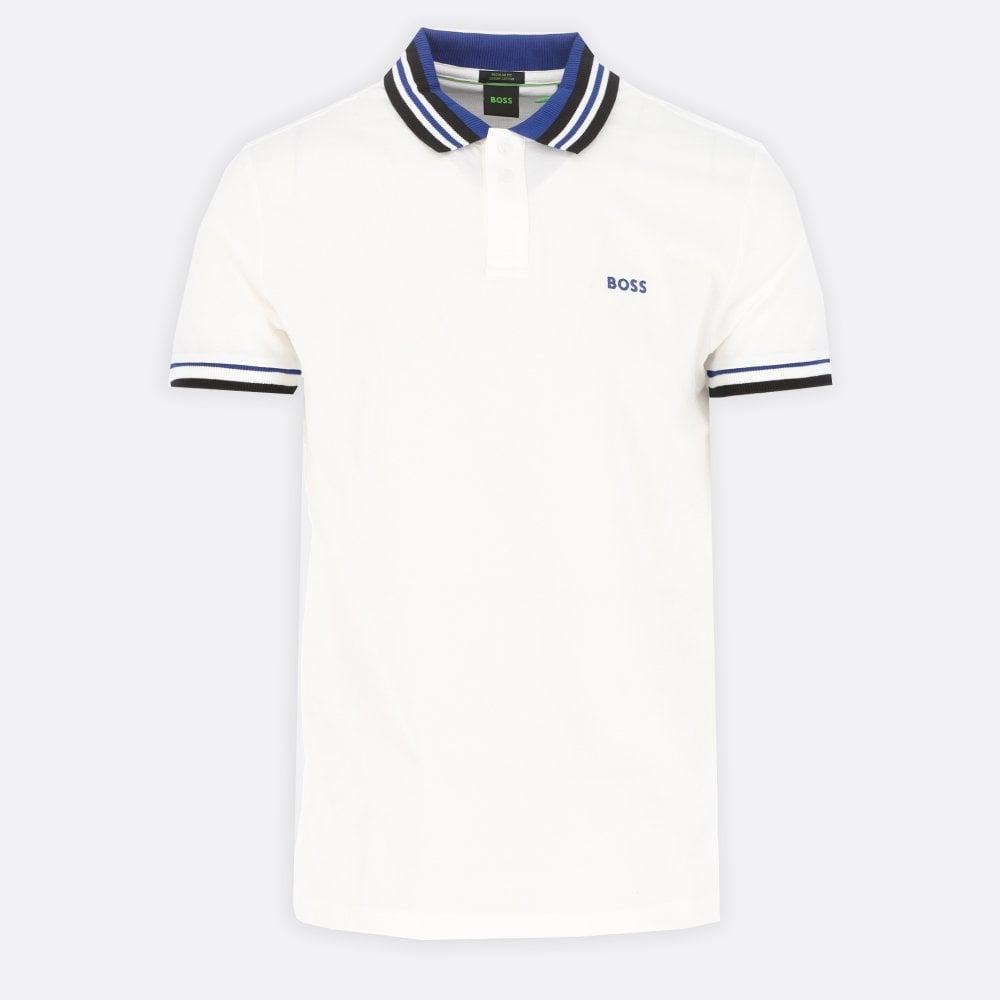 BOSS by HUGO BOSS Paddy 2 Pique Polo Shirt With Ribbed Striped Trims in  White for Men | Lyst
