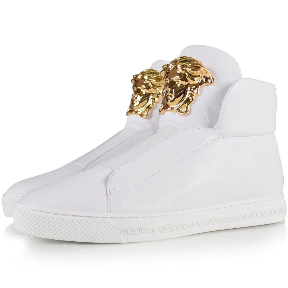 Versace White Slip-on High Top Palazzo Trainer for Men - Lyst