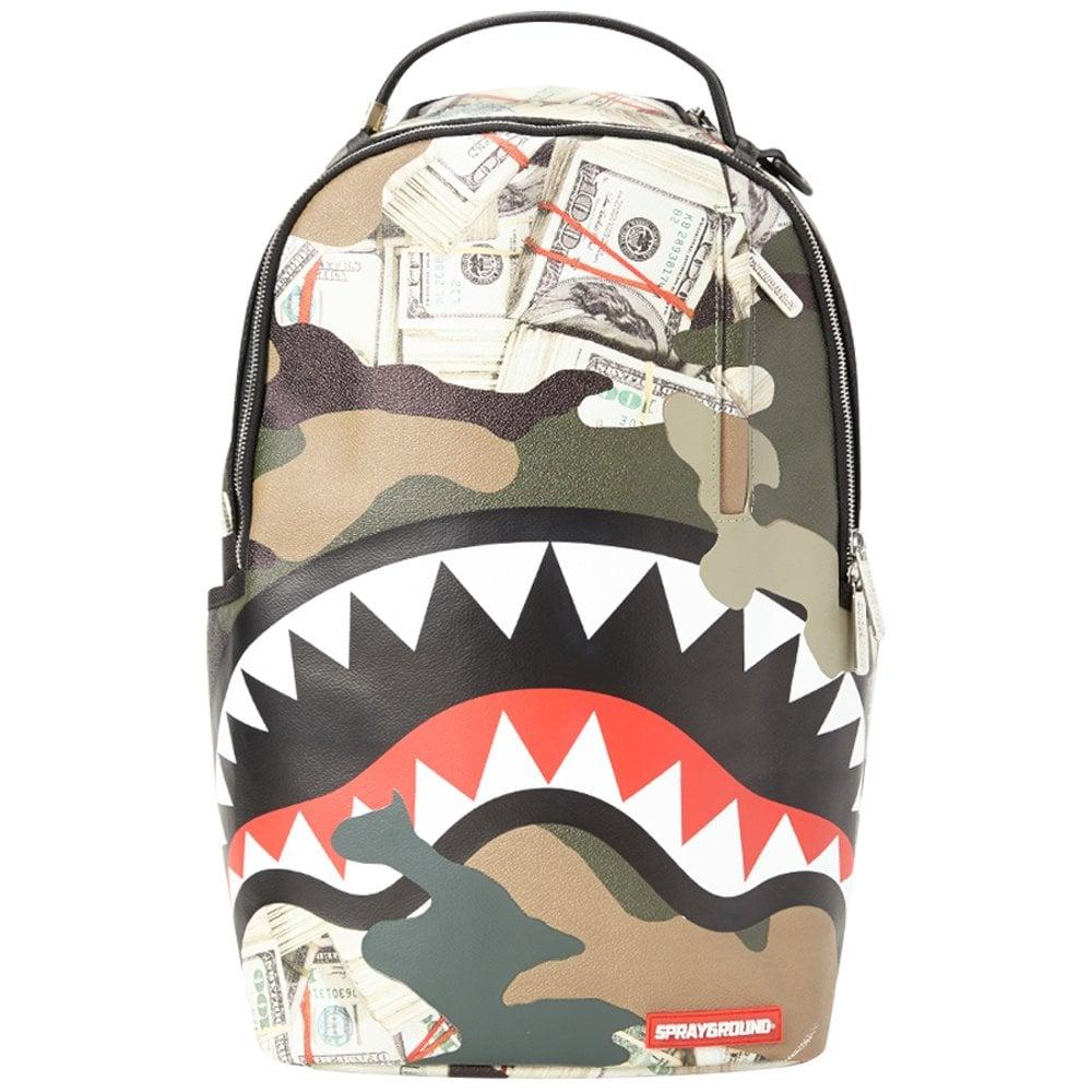 Sprayground Camo Money Shark Duffel Bag