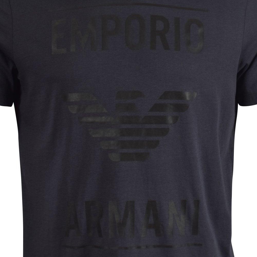 Emporio Armani Cotton Navy Label Print T-shirt in Navy/Dark Grey (Blue ...