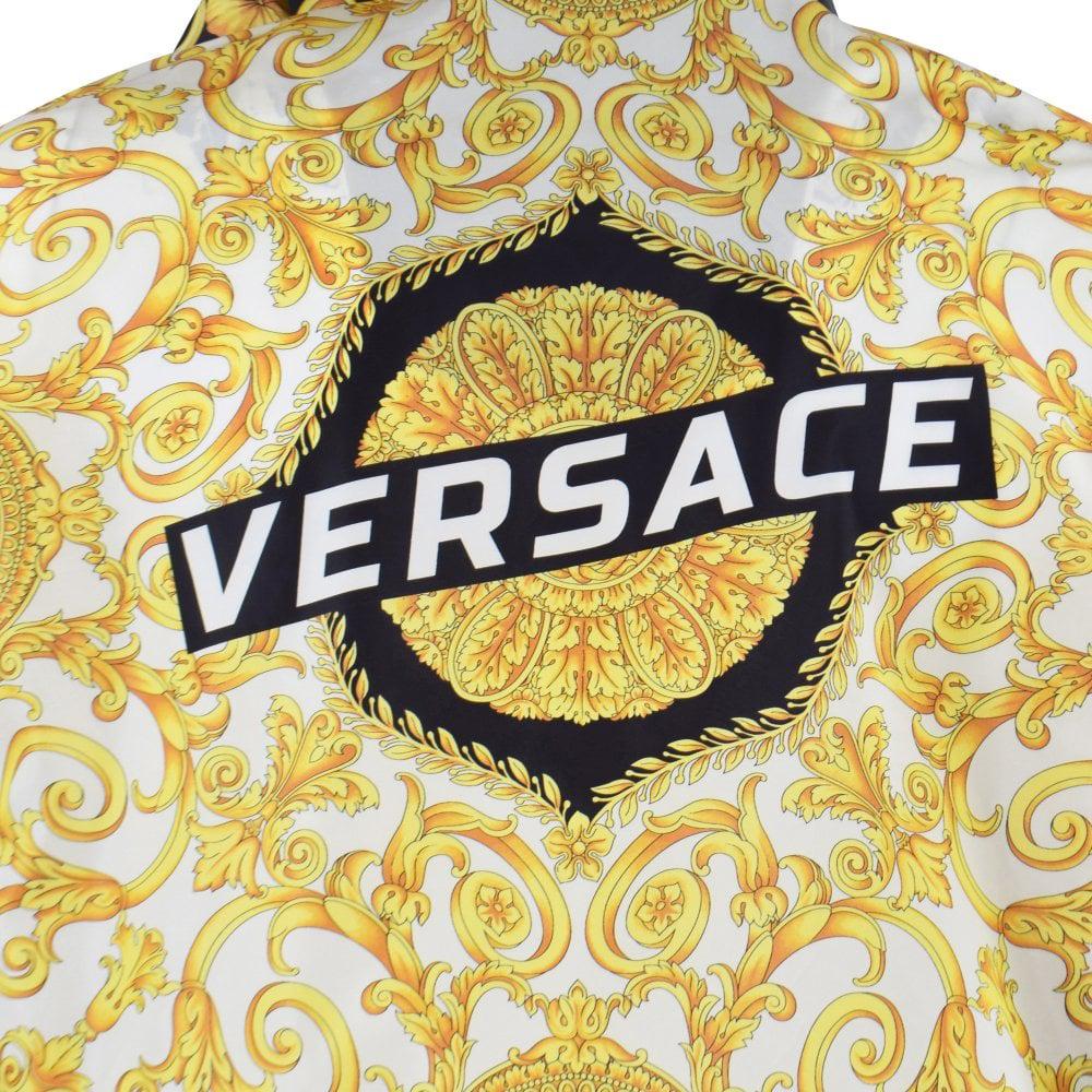 Versace Black/gold Hibiscus Print Jacket in Metallic for Men | Lyst