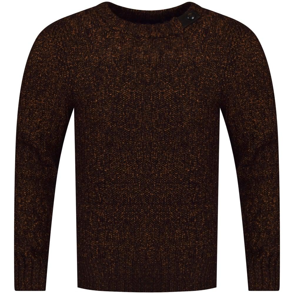 Belstaff Leather Burnt Orange Thick Knit Jumper for Men - Lyst