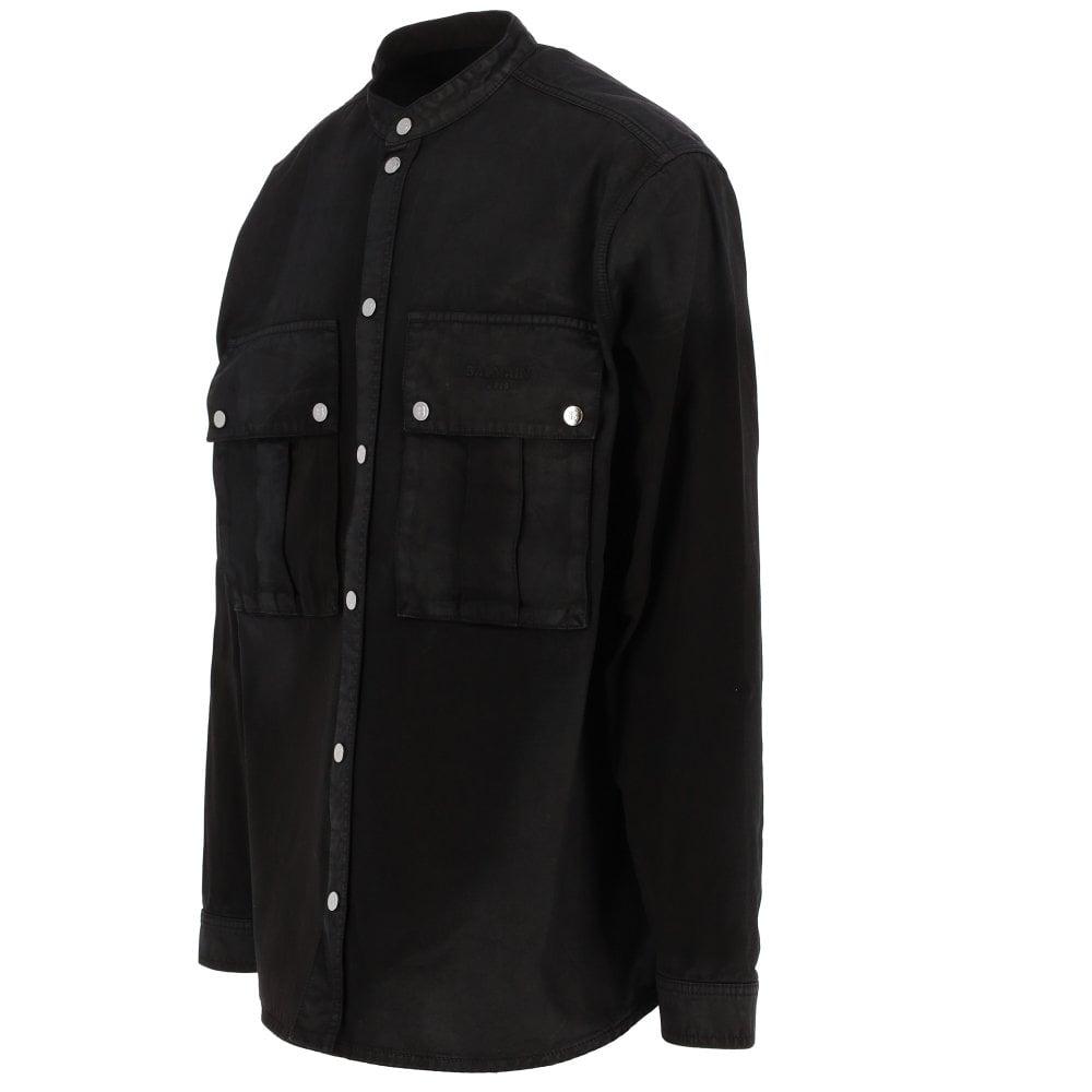 Balmain Cotton Washed Shirt Jacket in Black for Men | Lyst