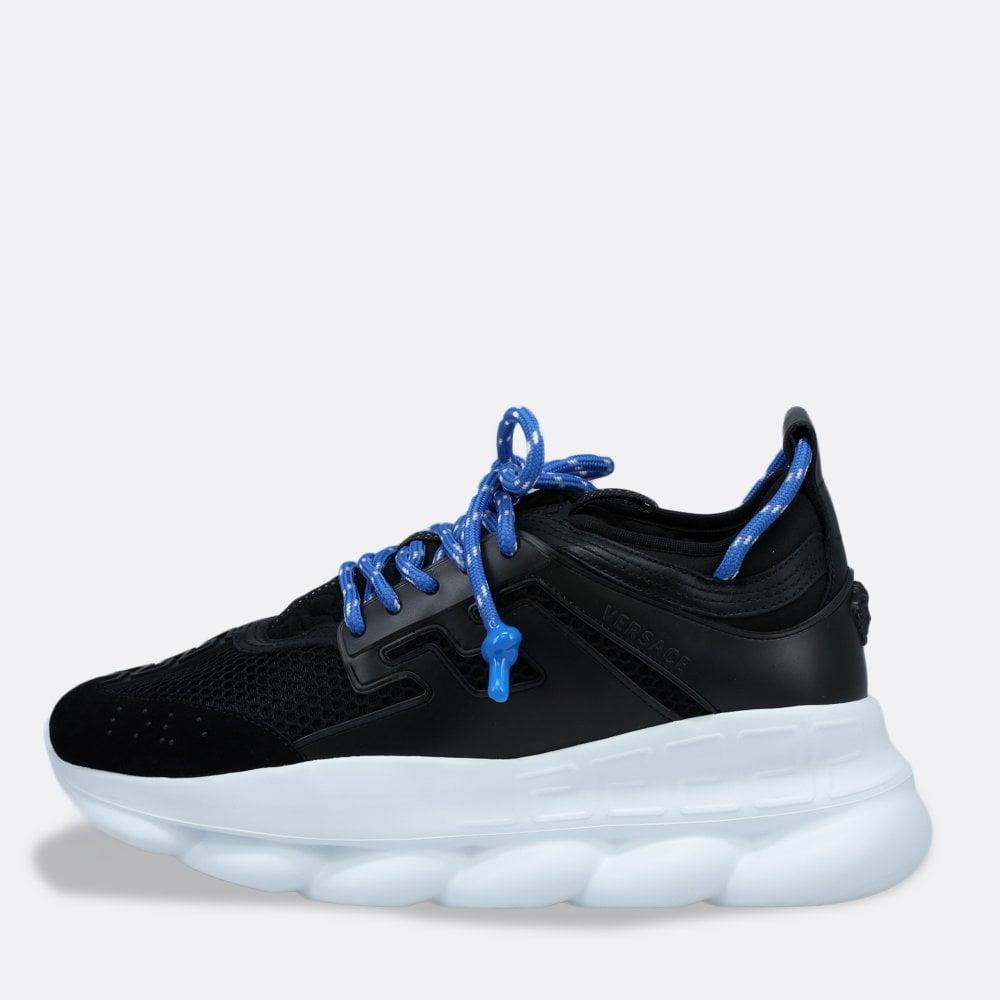 Versace Black & White Chain Reaction Trainers in Blue for Men