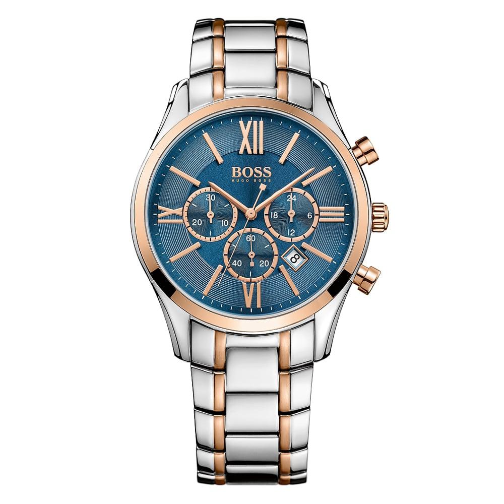 hugo boss silver and rose gold watch