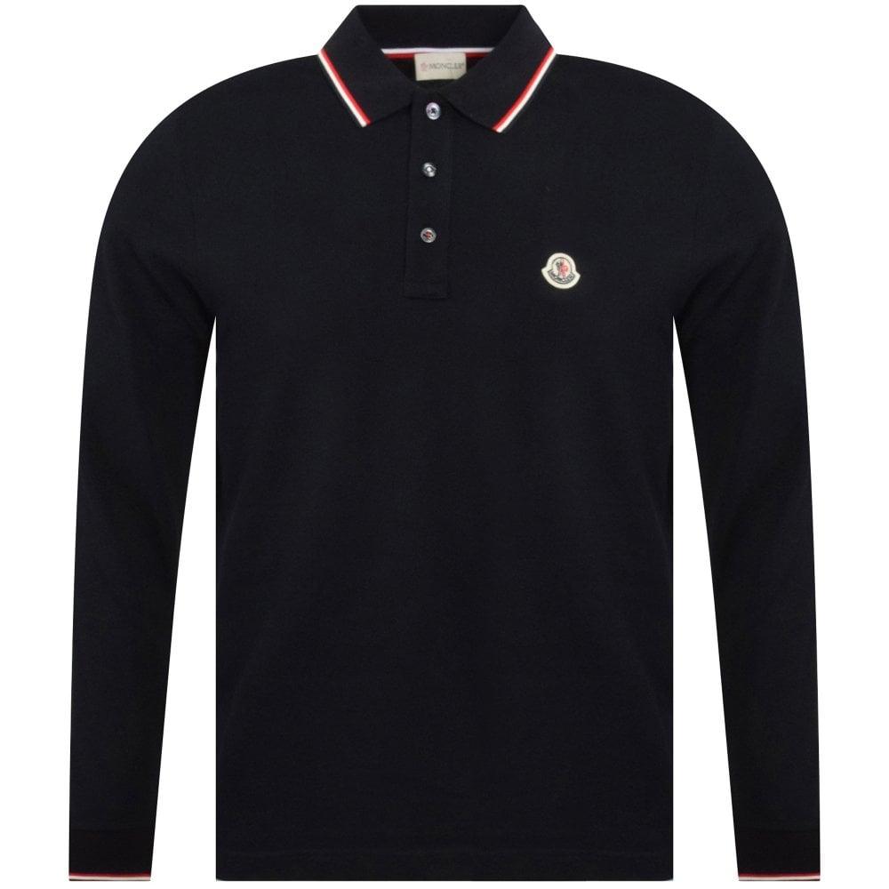 Moncler Long-sleeve Cotton Polo Shirt in Navy (Blue) for Men - Save 32% |  Lyst