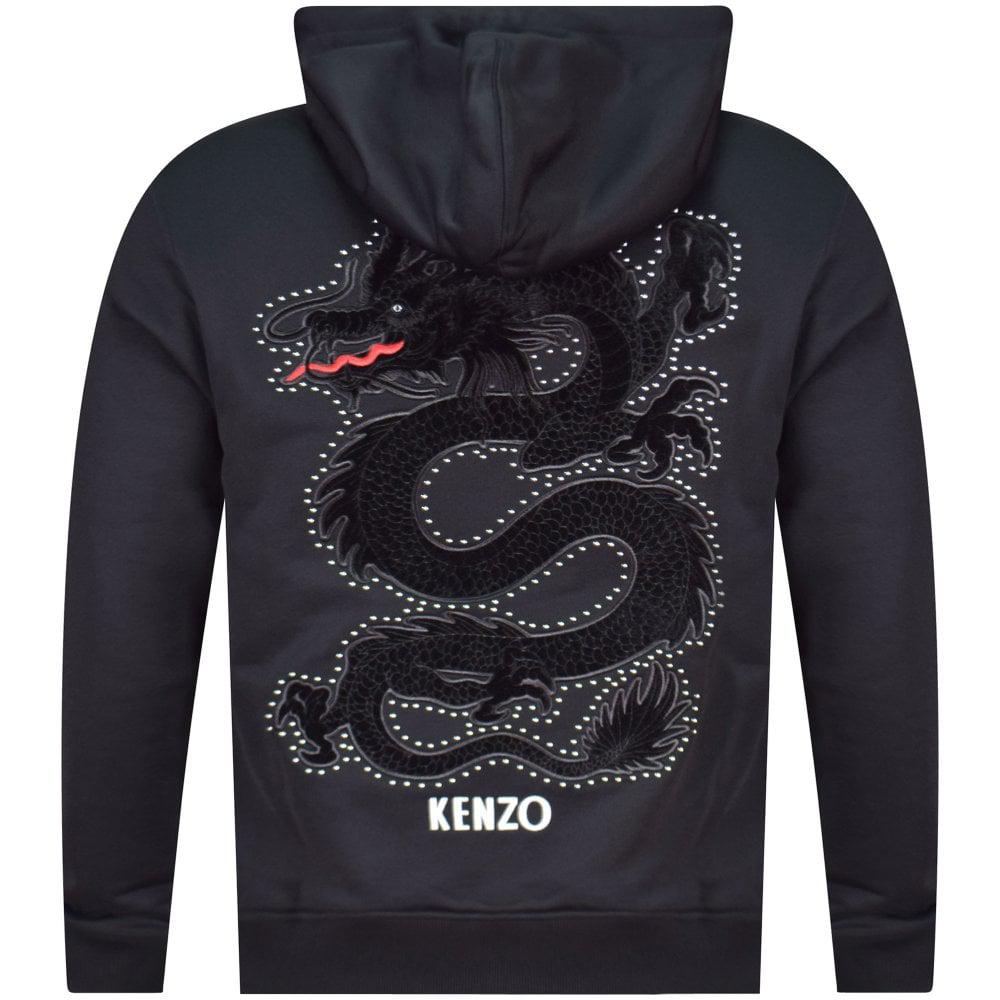 kenzo dragon embroidery zip front hoodie
