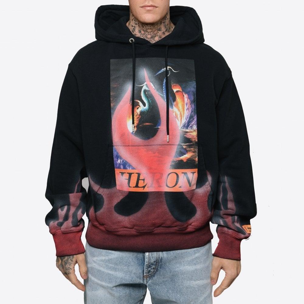 Heron Preston Black u0026 Red Times Flames Heron Oversized Hoodie for Men | Lyst