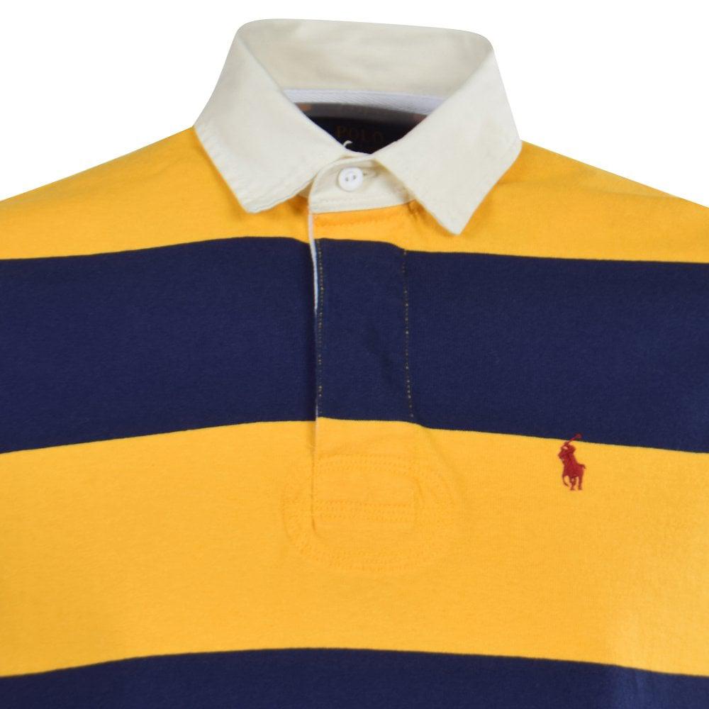 Polo Sport Ralph Lauren Men's Blue Stripe Panel Classic Fit Rugby Polo Shirt