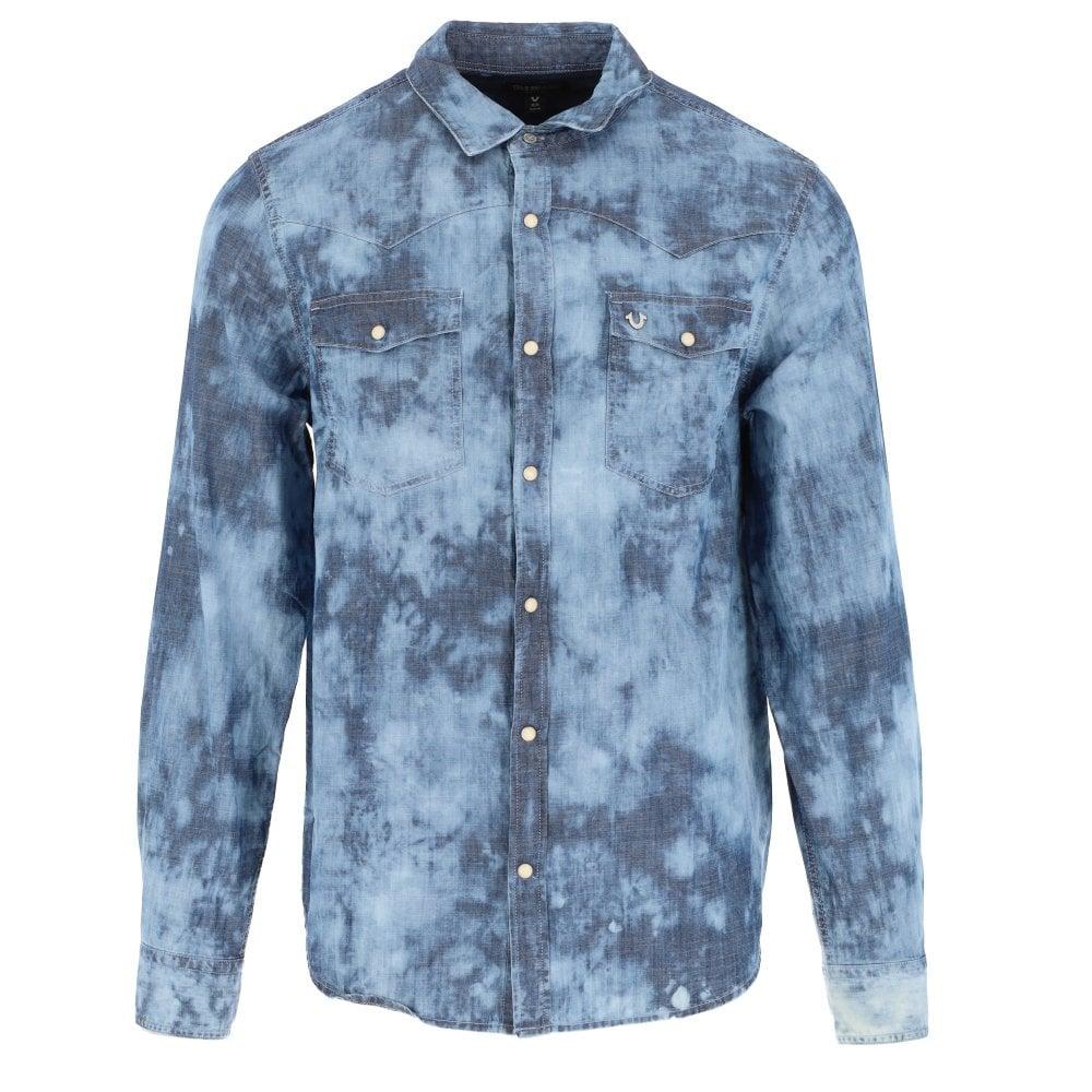 True Religion Bleached Western Shirt in Blue for Men | Lyst UK